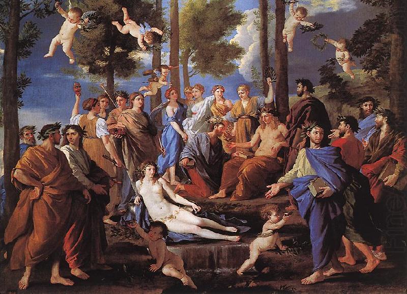 POUSSIN, Nicolas Apollo and the Muses (Parnassus) af china oil painting image